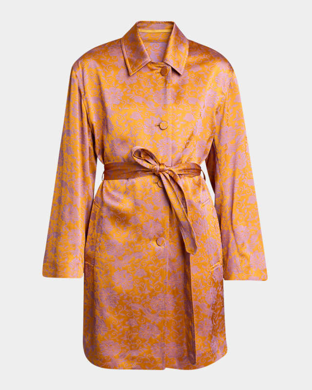 Ramblas Floral Jacquard Belted Coat